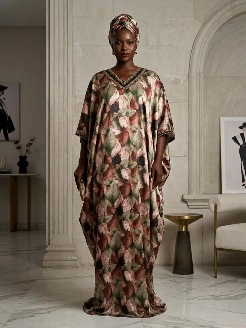 Khadijah Bubu — Hand-beaded Silk in Cocoa