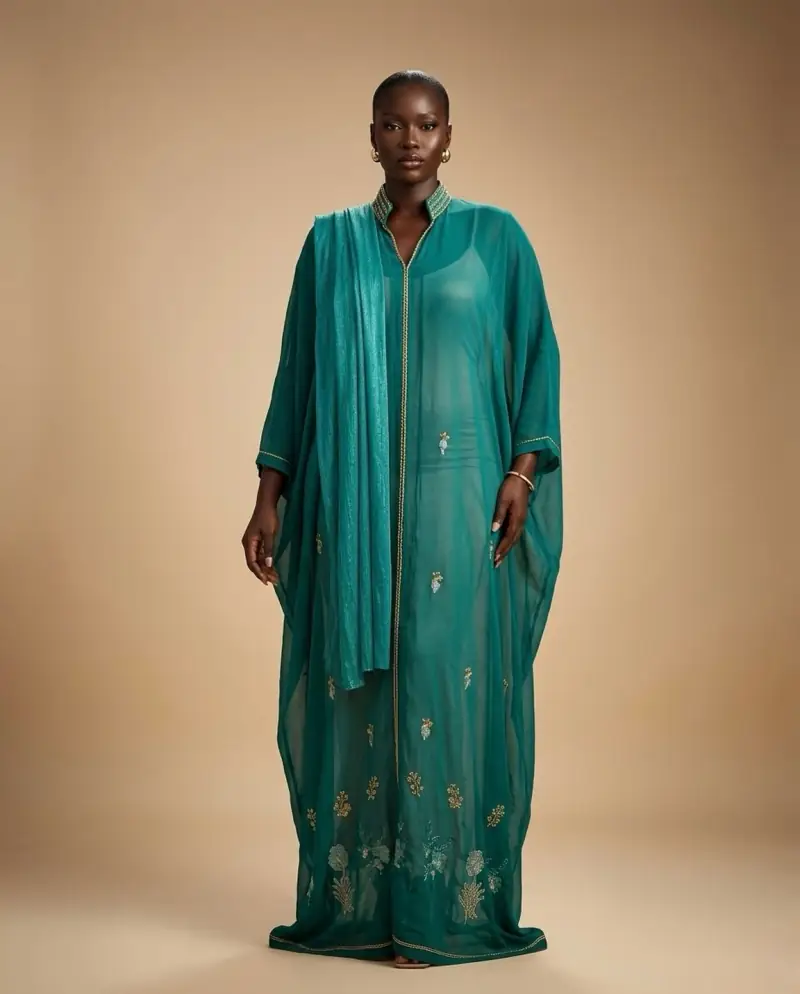 Hadijat kaftan, teal