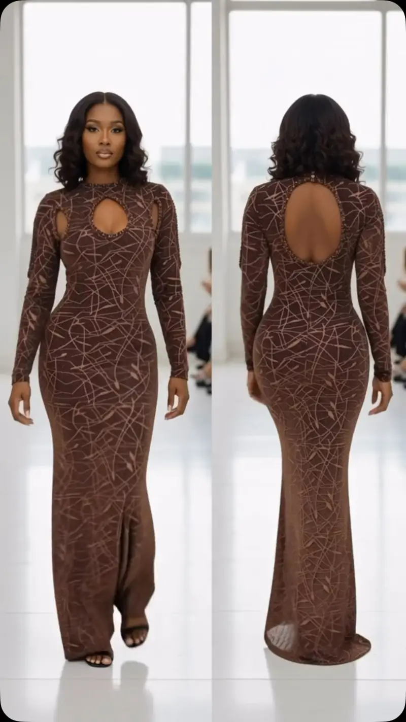 Cocoa cut-out gown